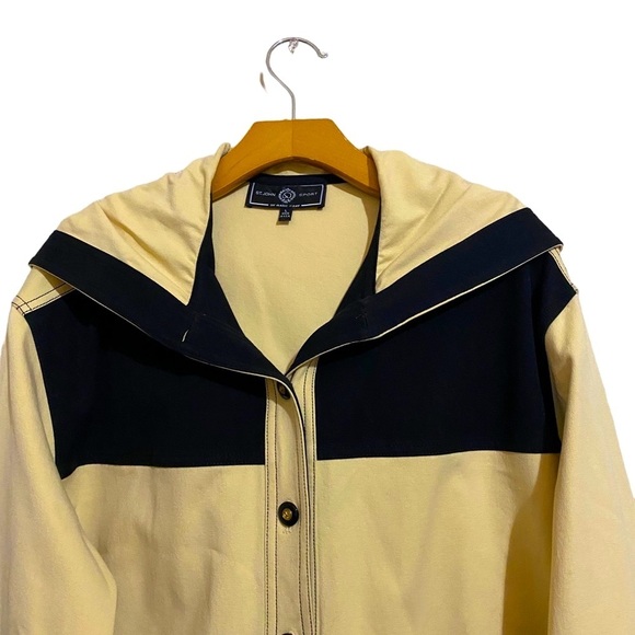 St. John Sport by Jacket Marie Gray Size Large Yellow Navy Blue Hooded - Picture 5 of 9